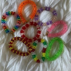 Mix color acrylic bead stretchy strands bracelet